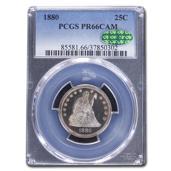 1880 Liberty Seated Quarter PR-66 Cameo PCGS CAC 1880 Liberty Seated Quarter PR-66 Cameo PCGS CAC